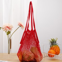 Woven Cotton Mesh Bag Foldable String Long Handle Net Tote Fruit Vegetable New
