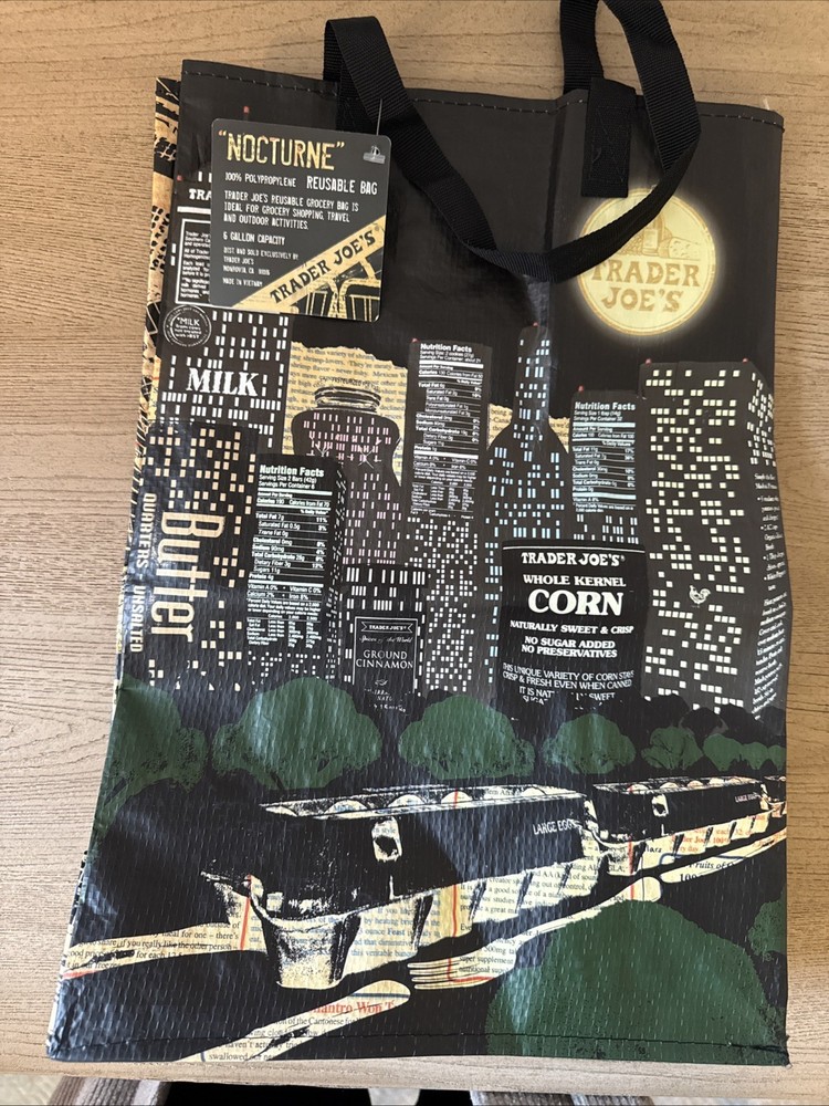 Trader Joe’s W/tag Nocturne Night View Reusable Shopping Bag Rare Retired Tote