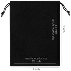 PALTERWEAR Corduroy Drawstring Bags – Set of 5 – For 7 x 9 Inch, Black
