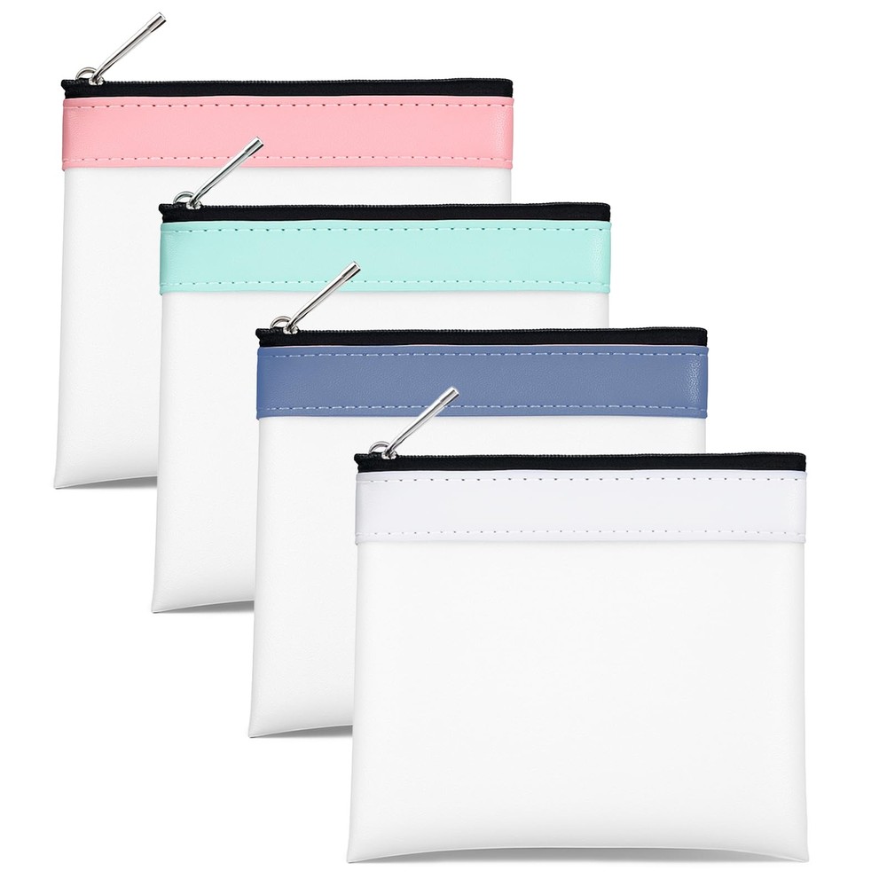 4 Pcs Clear Mini Makeup Zipper Pouch, 4.9×4.5inch Small Waterproof 4 colors