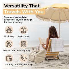 VeraMia 3pc Canvas Grocery Bags with Pockets, Shoulder Straps – Foldable, Was…