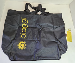 Biaggi PakSak Packable Shopper Tote Bag Black Nylon Foldable Reusable NWT