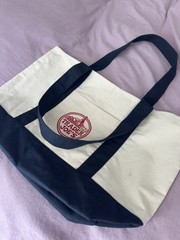 Popular Trader Joe’s Canvas Tote Bag Cream Navy Reusable Grocery Shopping Tote