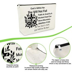 Religious Gifts for Women Christian Makeup Bag Off White