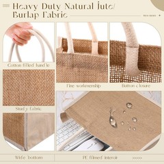 16 Pcs Jute Tote Gift Bags Natural Burlap Grocery Shopping Bag Beach Tote wit…