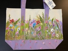 Trader Joe’s Canvas Tote Bag Floral Design Hand Painted LARGE Tote NEW!