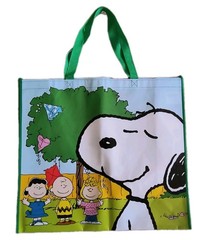 PEANUTS Extra Large Green Reusable SNOOPY Tote Bag with Handle NWOT! Free Ship!