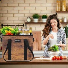 Heavy Duty Reusable Grocery Bags Foldable Shopping Tote with Hard Bottom