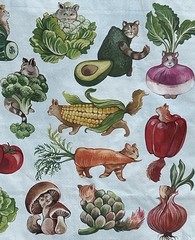Marshalls Reusable Cat Vegetable Tote Bag Kitty Produce Veggie Grocery Bag NEW