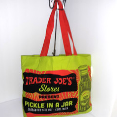 Trader Joe’s Reusable Canvas Shopping Tote The Pickles Print GroceryMarket 14×18