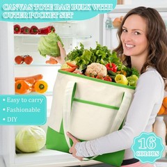 Sanwuta 16 Pack Polyester Canvas Tote Bags Bulk with Outer Pocket Extra Large…