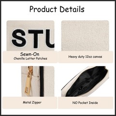 uekeboag Canvas Chenille Letter Medicine Makeup Bag, Small Travel Black Meds