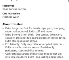 New Extra Large Cute Panda Cotton Canvas Tote Bag, Reusable Bag