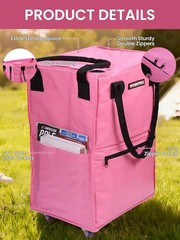 WORKPRO Medium Reusable Grocery Bag 4 Caster Wheels Heavy Duty Shop Rolling Tote