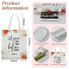 12 Pcs Christian Gift Bible Tote Bags for Women Religious Bulk Floral Christi…