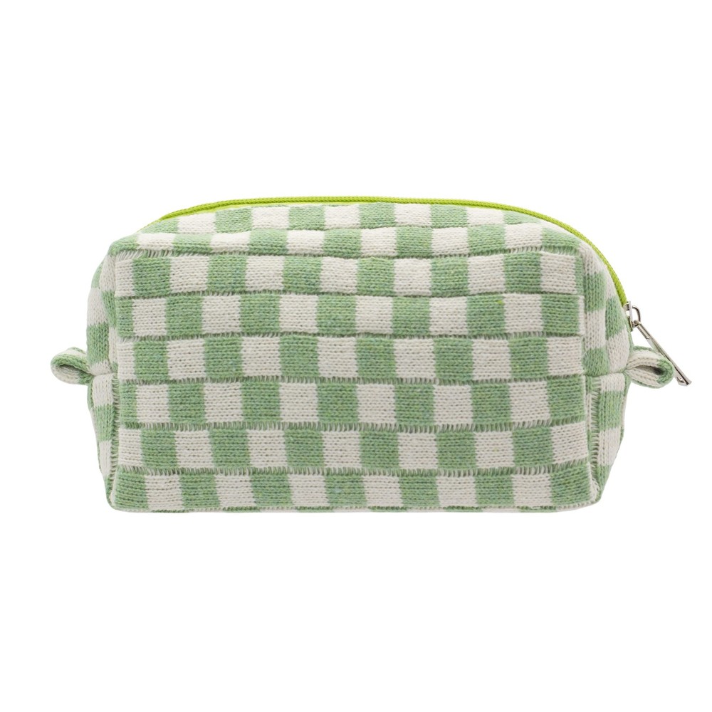 PAZIMIIK Checkered Makeup Bag for Purse Portable 1 PCS BOX POUCH, LIGHT GREEN