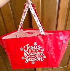 5 Pack Christmas “Jesus Is The Reason For The Season” Shopping Tote Bag 21x15x13