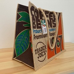 NWT Trader Joes Tote Bag 1967 Coffee Beans Jute Burlap Reusable Grocery Gifting