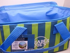 Trader Joe’s – Mini Insulated Bag – Striped Blue/Green – 10″ x 6″ x 6″ – 1.5 gal