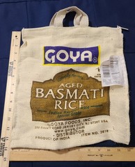 Goya Basmati Rice Burlap Tote Bag Reusable Market Eco Farmhouse Boho Zipper GUC