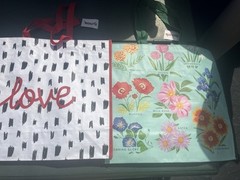 Lot Of Two TJ MAXX REUSABLE SHOPPING TRAVEL TOTE BAGS Floral Love As Shown