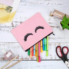 Frienda 18 Pieces Eyelash Cosmetic Bags Canvas Lash Medium (18 Count), Pink
