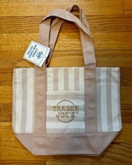 Trader Joe’s Mini Pastel Stripe Canvas Tote Bag BEIGE Limited Edition NWT