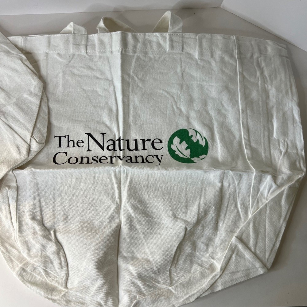 The Nature Conservancy Tote Bags 1 Large 1 Small White Canvas NWT Eco Friendly