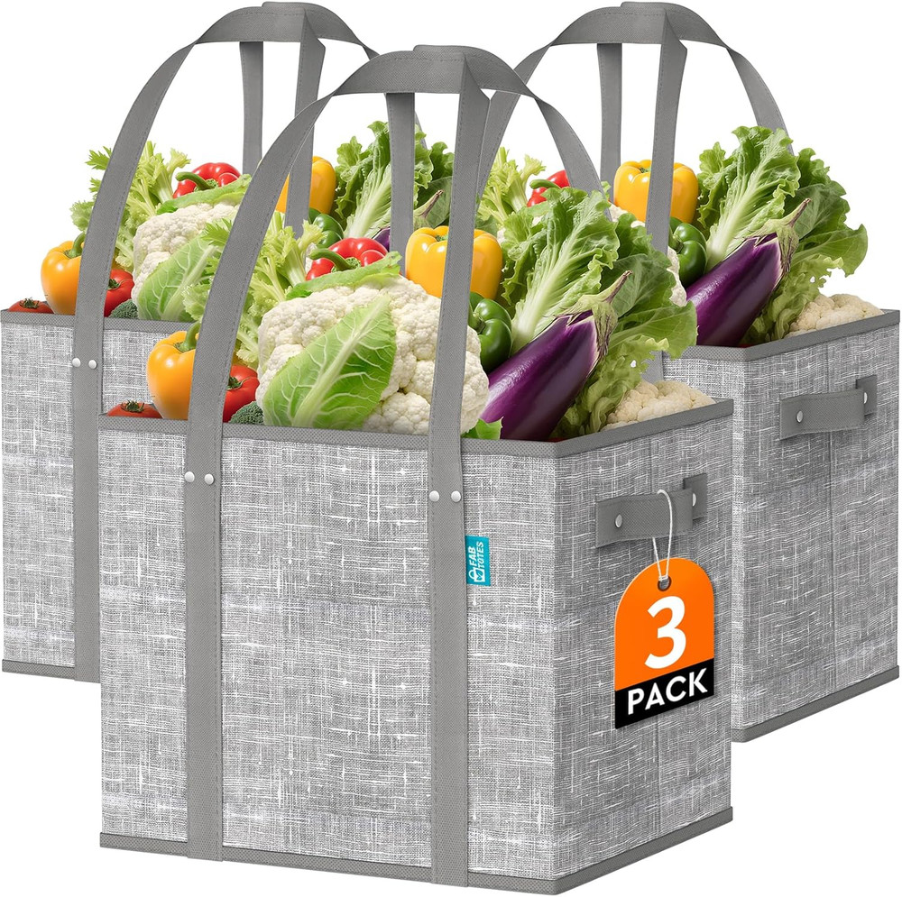 Reusable Grocery Bags, Large Foldable Shopping Tote Bags with Reinforced Handles