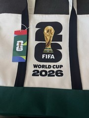 FIFA World Cup 2026 Canvas Reusable Tote Bag Logo White Black Green