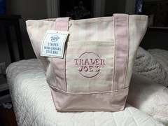 Trader Joe’s Limited Canvas Striped Tote Bags 4-Pack Multicolor Small 13x6x10