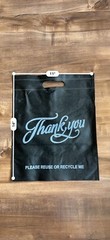 Non-Woven Fabric Bulk Reusable D Cut Box Bag Black Thank You 50-200 Pieces
