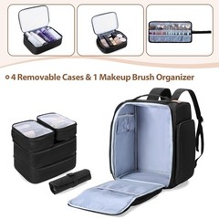 BAFASO Makeup Backpack with 4 Removable Pouches & 1 Brush Bag, Travel Makeup…