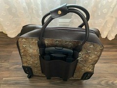 Hang Accessories Snake Print Trolley Bag with 360-Degree Wheels in Blue/Gold
