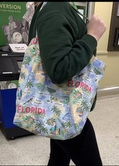 Springtime Puppies In The Garden Handmade Reversible Washable Tote Bag