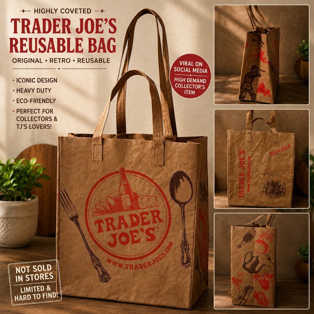 Trader Joe’s Reusable Washable Brown Natural Paper Shopping Grocery Tote Bag
