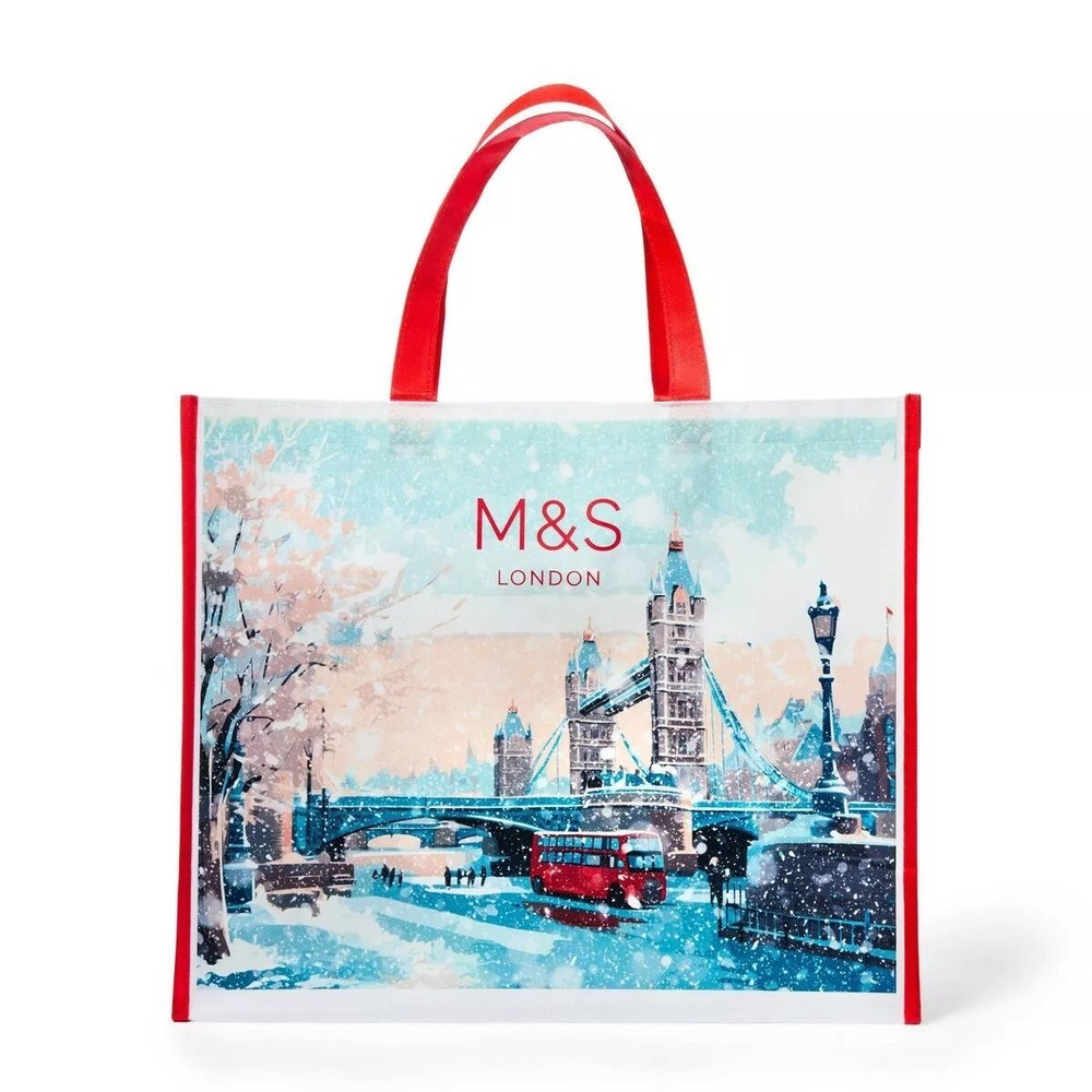 Marks & Spencer London Reusable Bag Holiday Tote 16″ x 14″ x 7″
