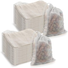Suwimut 100 Pack Muslin Drawstring Bags, 3×4 Inch Inch, Natural Color
