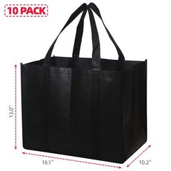 Set of 10 Reusable Grocery Bags Extra Large Foldable Heavy Duty Shopping Tote…