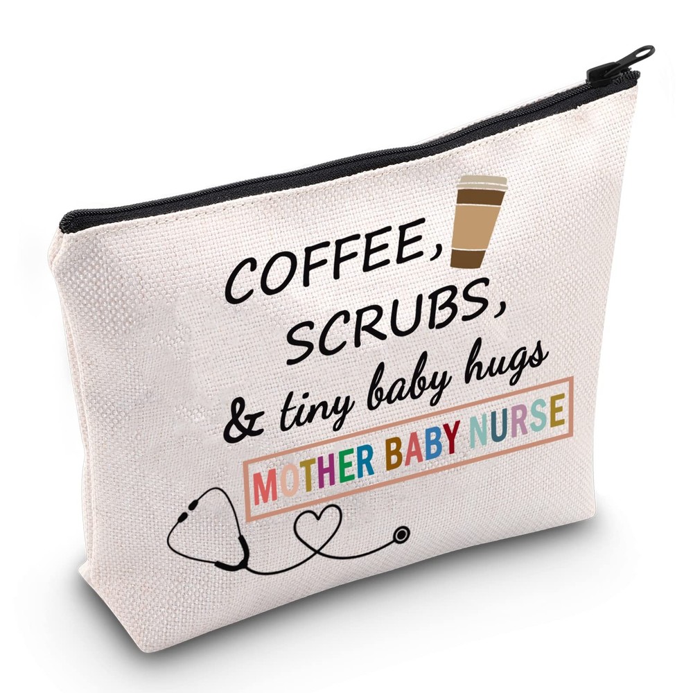 JXGZSO Mother Baby Nurse Cosmetic Bag Coffee Scrubs & Tiny M BAG