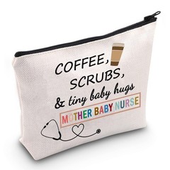 JXGZSO Mother Baby Nurse Cosmetic Bag Coffee Scrubs & Tiny M BAG
