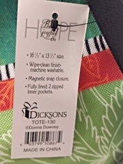 CLOTH TOTE 16 1/2″ x 13 11/2″ ” Be Joyful in HOPE” Dickson New Poo