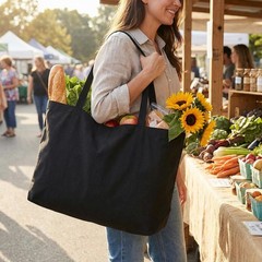 BasicList Extra Large Canvas Tote Bag – Big Reusable Grocery Shopping Heavy D…
