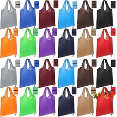 24 Pack Reusable Shopping Bags Grocery Bags Polyester Foldable Tote Bulk