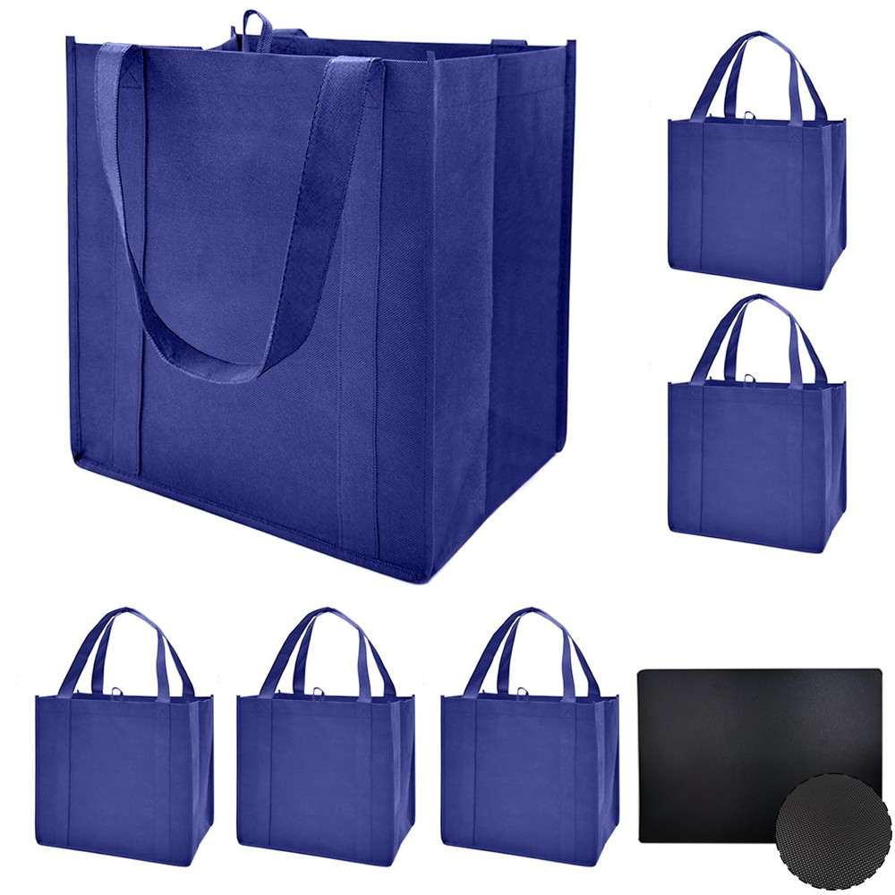 6 Pack Reusable Reinforced Handle Grocery Bags-Each with Thickened Bottom Boa…
