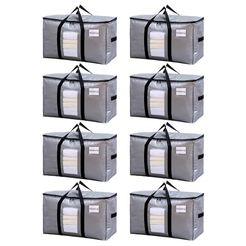 Extra Large Moving Bags, 8 Pack Heavy Duty Totes for Storage 8 Large Silver