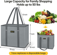 3Pk Reusable Grocery Bags, Foldable Shopping Bags for Groceries with Reinforced