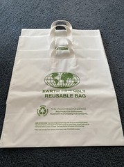 Lot Of 10 White plastic Earth Friendly Reusable bags, 18”X3.5”x16״ New