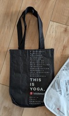Lululemon Reusable Small Shopping Tote Lunch Bag Lot of 2 Yoga White Black Red