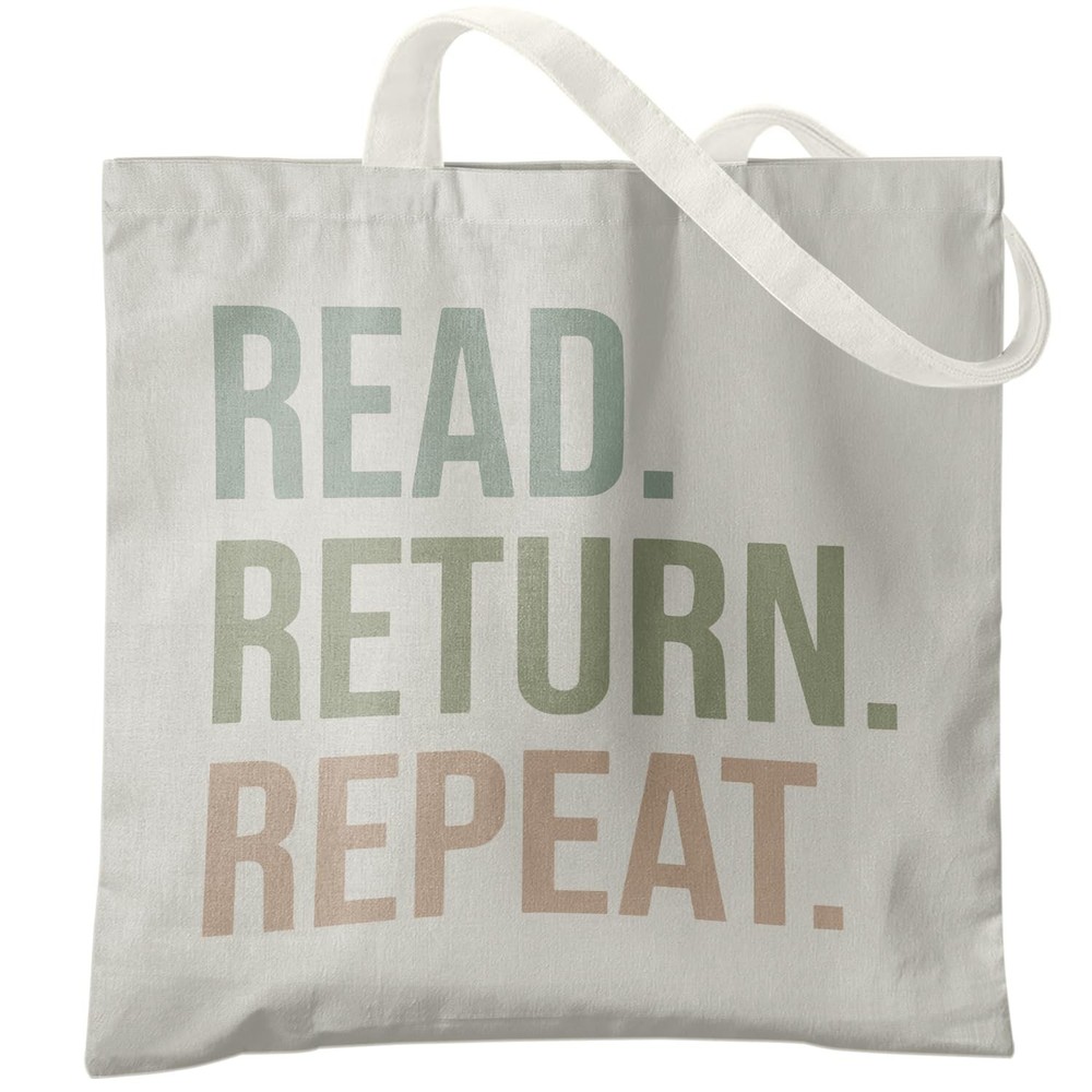 Read Return Repeat Canvas Tote Bag, Book Lovers Shoulder Bag, Bookish Gifts